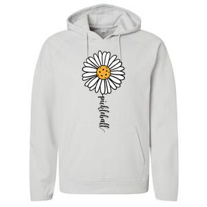 Pickleball Daisy Flower Performance Fleece Hoodie