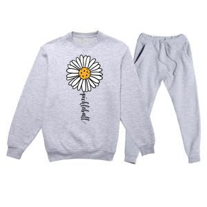 Pickleball Daisy Flower Premium Crewneck Sweatsuit Set