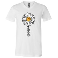 Pickleball Daisy Flower V-Neck T-Shirt