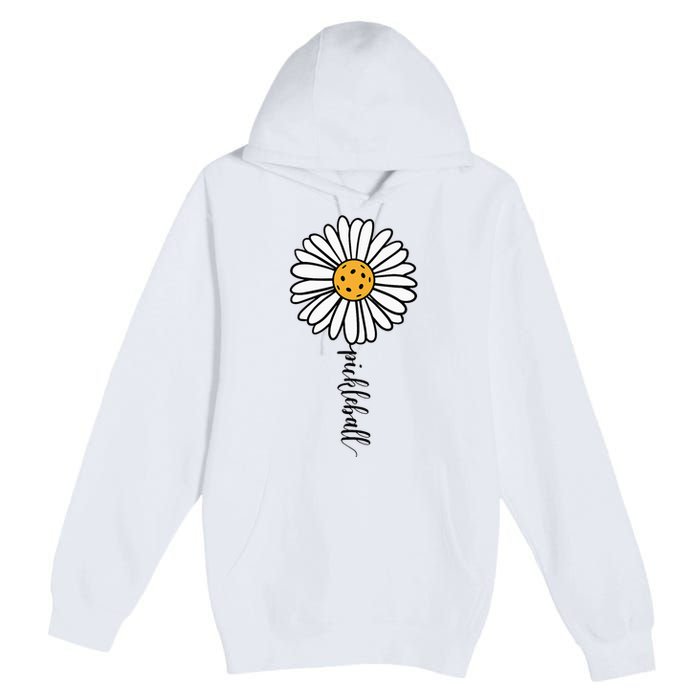 Pickleball Daisy Flower Premium Pullover Hoodie