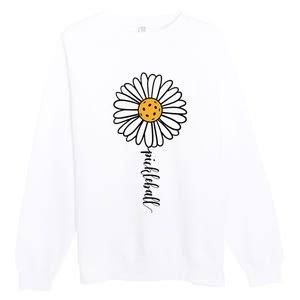 Pickleball Daisy Flower Premium Crewneck Sweatshirt