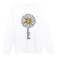 Pickleball Daisy Flower Premium Crewneck Sweatshirt