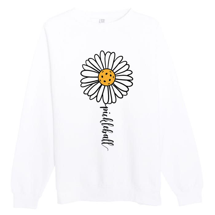 Pickleball Daisy Flower Premium Crewneck Sweatshirt