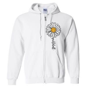 Pickleball Daisy Flower Full Zip Hoodie