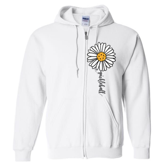 Pickleball Daisy Flower Full Zip Hoodie