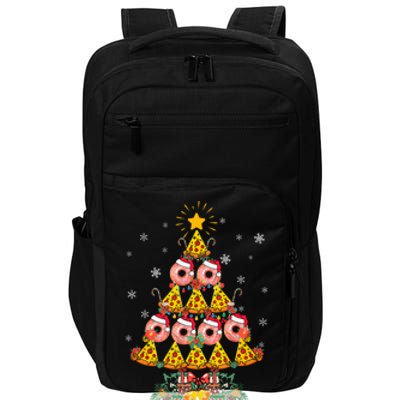 Pizza & Donut Funny Christmas Tree Merry Xmas Crustmas Light Impact Tech Backpack