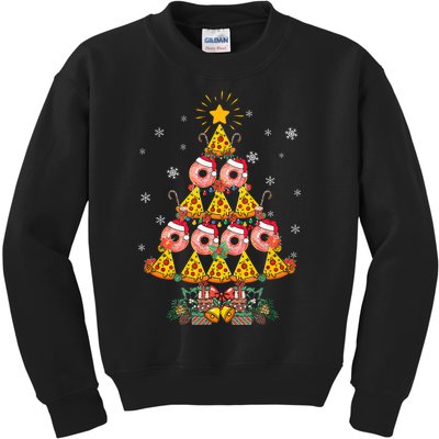 Pizza & Donut Funny Christmas Tree Merry Xmas Crustmas Light Kids Sweatshirt