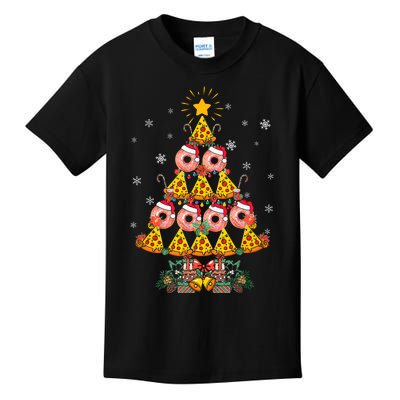 Pizza & Donut Funny Christmas Tree Merry Xmas Crustmas Light Kids T-Shirt