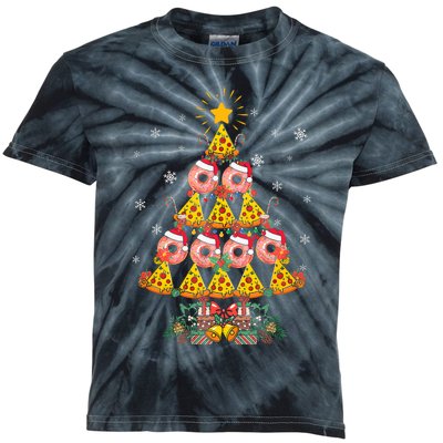 Pizza & Donut Funny Christmas Tree Merry Xmas Crustmas Light Kids Tie-Dye T-Shirt