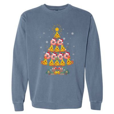 Pizza & Donut Funny Christmas Tree Merry Xmas Crustmas Light Garment-Dyed Sweatshirt