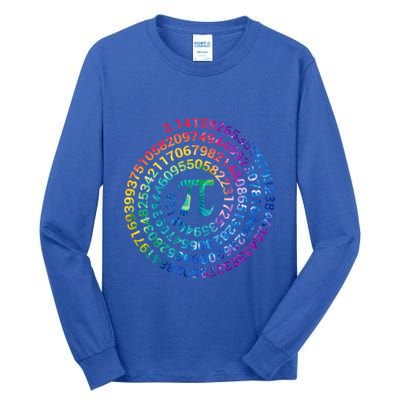 Pi Day For Math Lovers 3 14 Nerdy Symbols Tie Dye Numbers Funny Gift Tall Long Sleeve T-Shirt