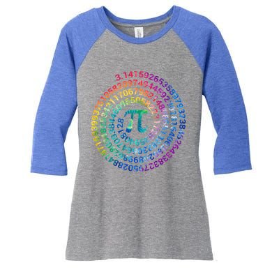 Pi Day For Math Lovers 3 14 Nerdy Symbols Tie Dye Numbers Funny Gift Women's Tri-Blend 3/4-Sleeve Raglan Shirt