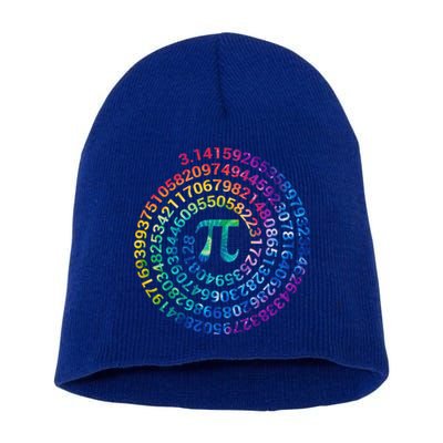 Pi Day For Math Lovers 3 14 Nerdy Symbols Tie Dye Numbers Funny Gift Short Acrylic Beanie