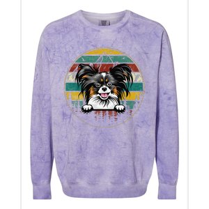 Papillion Dog Father's Day Christmas For Dog Dad Mom Colorblast Crewneck Sweatshirt