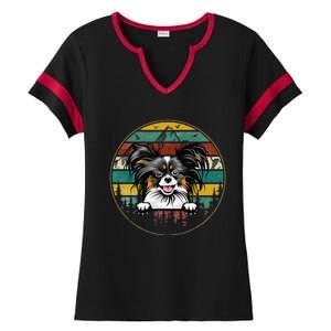 Papillion Dog Father's Day Christmas For Dog Dad Mom Ladies Halftime Notch Neck Tee