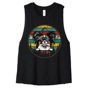 Papillion Dog Father's Day Christmas For Dog Dad Mom Women's Racerback Cropped Tank