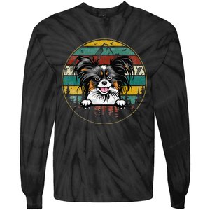 Papillion Dog Father's Day Christmas For Dog Dad Mom Tie-Dye Long Sleeve Shirt