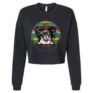 Papillion Dog Father's Day Christmas For Dog Dad Mom Cropped Pullover Crew