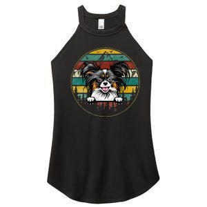 Papillion Dog Father's Day Christmas For Dog Dad Mom Women's Perfect Tri Rocker Tank