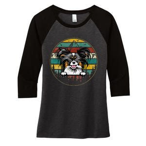 Papillion Dog Father's Day Christmas For Dog Dad Mom Women's Tri-Blend 3/4-Sleeve Raglan Shirt