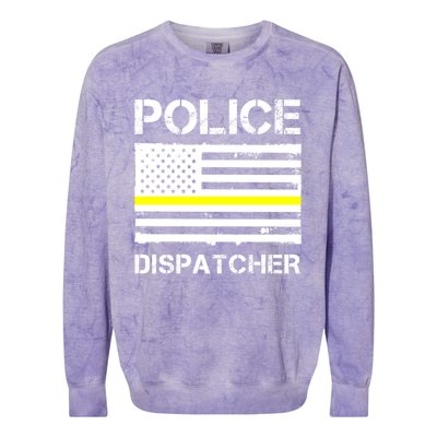 Police Dispatcher First Responder Thin Yellow Line Us Flag Gift Colorblast Crewneck Sweatshirt