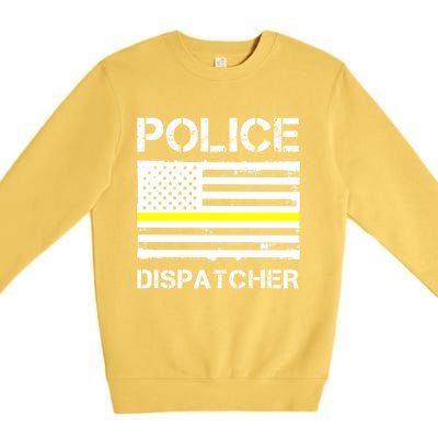 Police Dispatcher First Responder Thin Yellow Line Us Flag Gift Premium Crewneck Sweatshirt