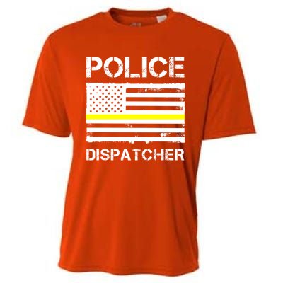 Police Dispatcher First Responder Thin Yellow Line Us Flag Gift Cooling Performance Crew T-Shirt