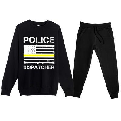 Police Dispatcher First Responder Thin Yellow Line Us Flag Gift Premium Crewneck Sweatsuit Set