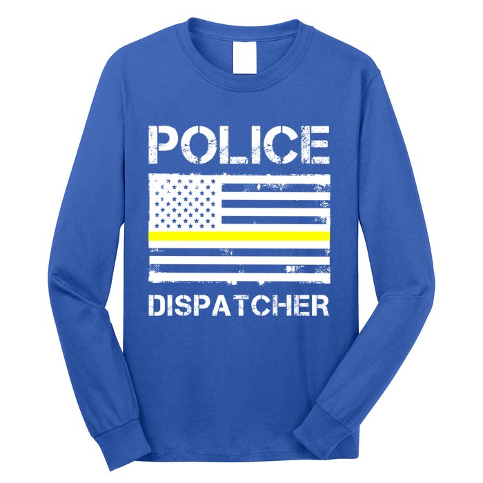 Police Dispatcher First Responder Thin Yellow Line Us Flag Gift Long Sleeve Shirt