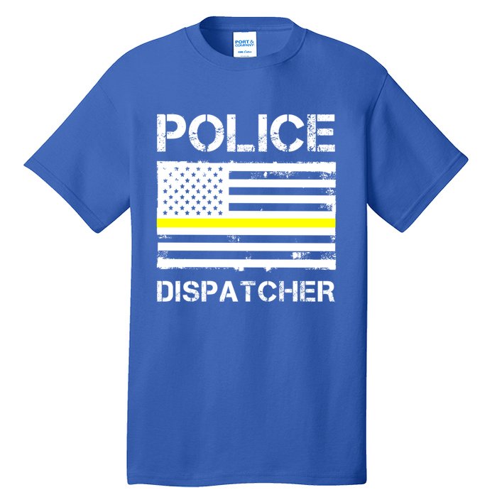 Police Dispatcher First Responder Thin Yellow Line Us Flag Gift Tall T-Shirt