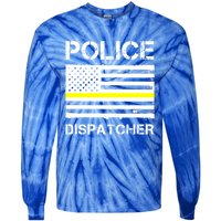 Police Dispatcher First Responder Thin Yellow Line Us Flag Gift Tie-Dye Long Sleeve Shirt