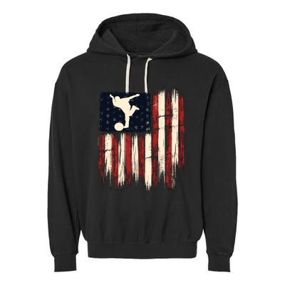 Patriotic Distressed Flag Gift For Bowling Garment-Dyed Fleece Hoodie