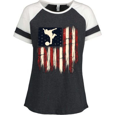 Patriotic Distressed Flag Gift For Bowling Enza Ladies Jersey Colorblock Tee