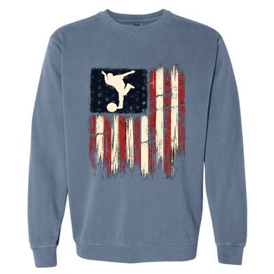 Patriotic Distressed Flag Gift For Bowling Garment-Dyed Sweatshirt