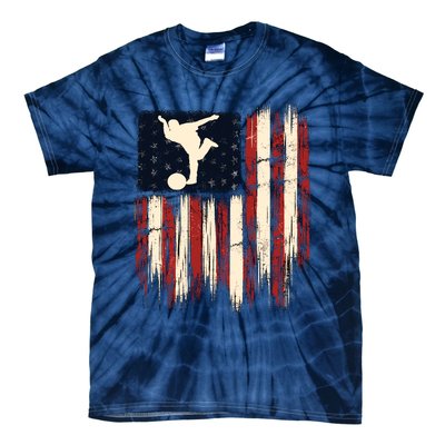 Patriotic Distressed Flag Gift For Bowling Tie-Dye T-Shirt