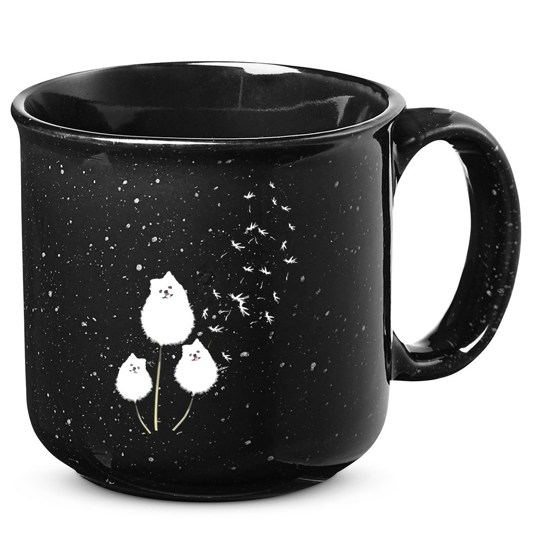 Pomeranian Dandelion Flower Tee Pomeranian Costume Gifts 15oz Campfire Ceramic Mug