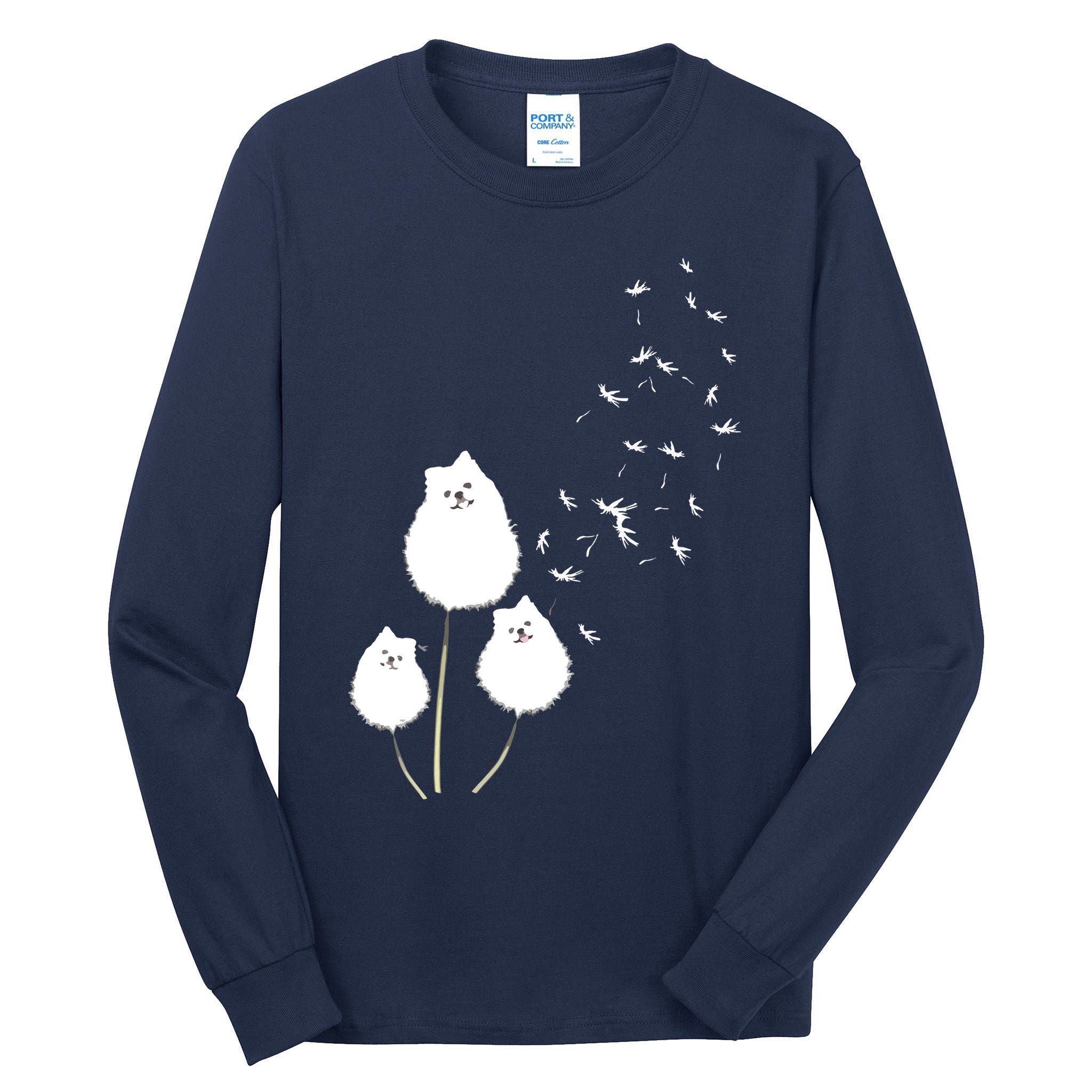 Pomeranian Dandelion Flower Tee Pomeranian Costume Gifts Tall Long Sleeve T-Shirt