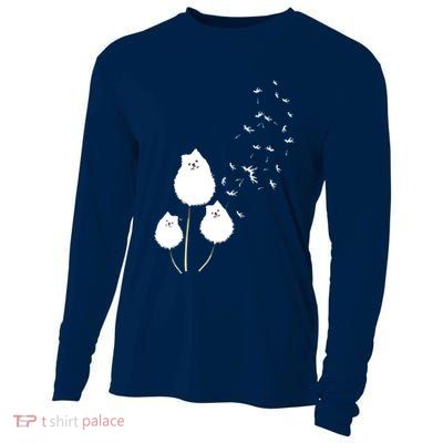 Pomeranian Dandelion Flower Tee Pomeranian Costume Gifts Cooling Performance Long Sleeve Crew