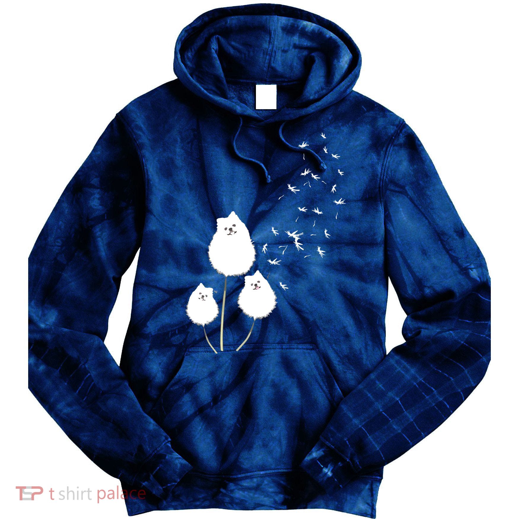 Pomeranian Dandelion Flower Tee Pomeranian Costume Gifts Tie Dye Hoodie