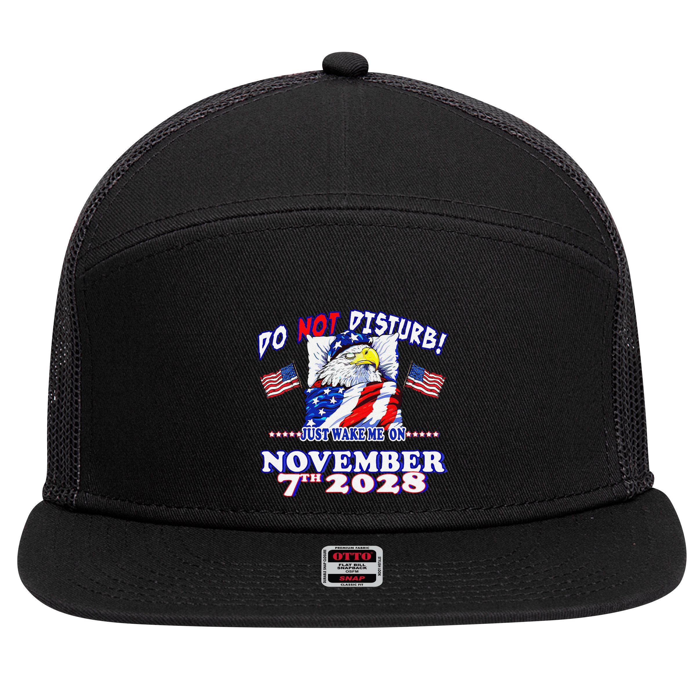 Pro Democracy Fourth July 4th Sarcastic Election Eagle 2028 7 Panel Mesh Trucker Snapback Hat