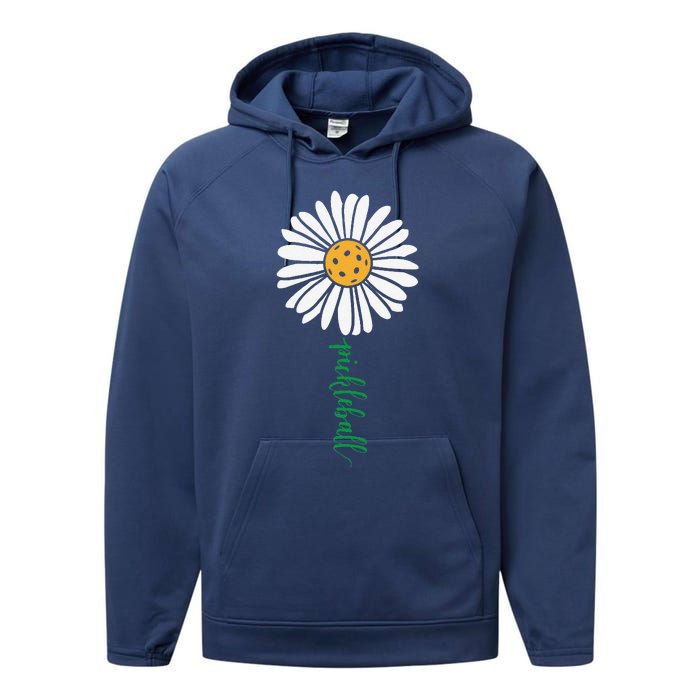 Pickleball Daisy Flower Performance Fleece Hoodie