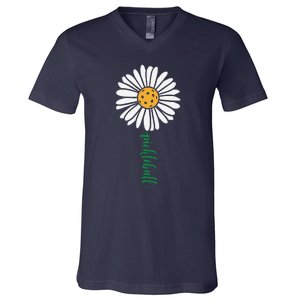 Pickleball Daisy Flower V-Neck T-Shirt