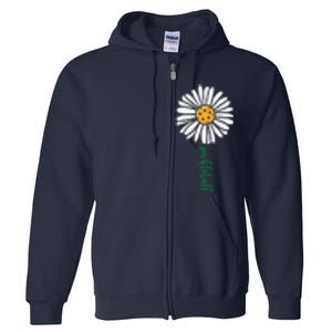 Pickleball Daisy Flower Full Zip Hoodie