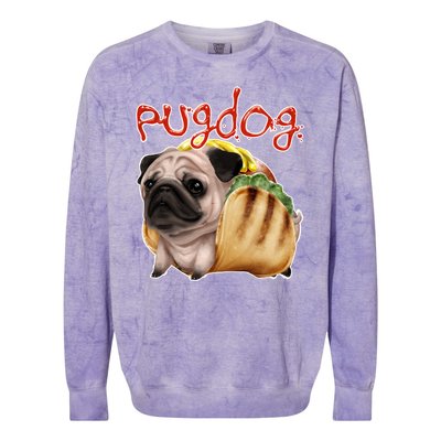 Pug Dog Funny Food Colorblast Crewneck Sweatshirt