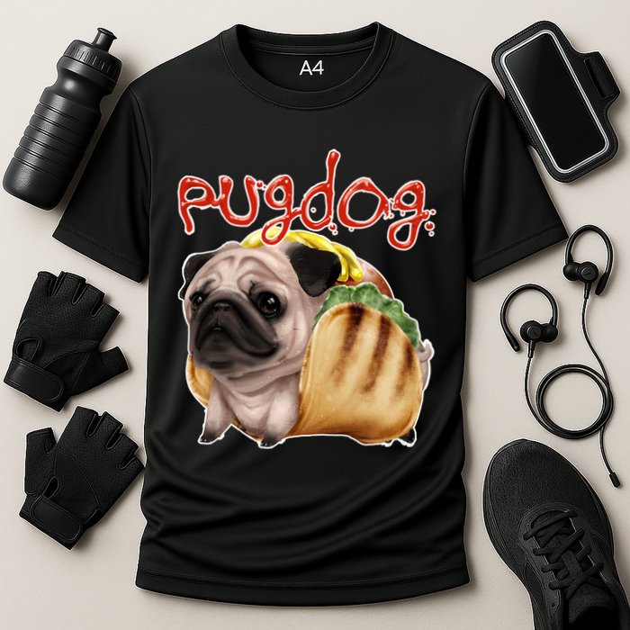 Pug Dog Funny Food Cooling Performance Crew T-Shirt