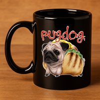 Pug Dog Funny Food 11oz C Handle Ceramic Mug