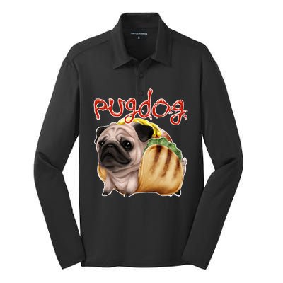 Pug Dog Funny Food Silk Touch Performance Long Sleeve Polo