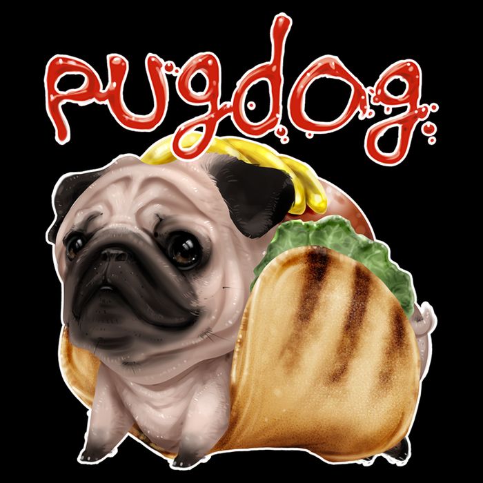 Pug Dog Funny Food Poster