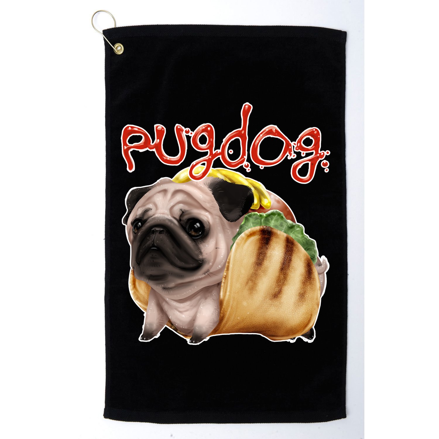 Pug Dog Funny Food Golf Towel