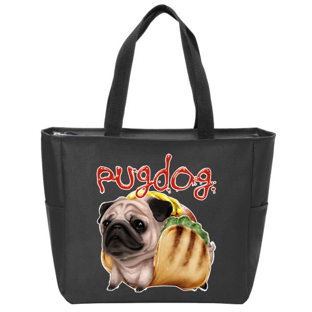 Pug Dog Funny Food Zip Tote Bag
